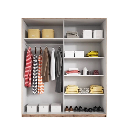 Posuvná skříň Beta 200 cm san remo light / bílá prostorná šatní skříň se zrcadlem se bude hodit do místností všech velikostí