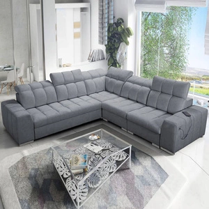 Rohová sedačka s funkcí spaní Luigi III šedá pravá pohodlná rohová sedačka do obývacího pokoje ideální pro každodenní relaxaci