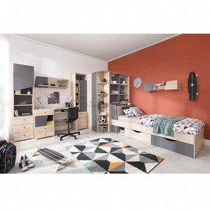 Sada nábytku Dzeta dub / antracit ideální do dětského pokoje nebo pokoje pro mladé v módním stylu