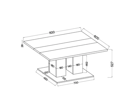 Konferenční stolek Salem dub lefkas / černý moderní designový nábytek odolný proti polití horní desky