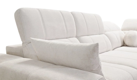 Penejos IV Lux olivová levá rohová pohovka s funkcí spaní Stylová rozkládací pohovka s pohodlnou výsuvnou opěrkou nohou