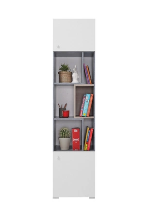 Knihovna Epsilon 45 cm beton / bílá / dub ideální do pokoje pro mládež stylová a funkční knihovna