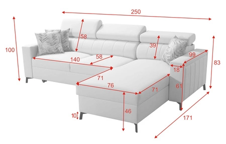 Rohová sedací souprava s funkcí spaní Savona krémová pravý roh pohodlná a elegantní s nastavitelnými opěrkami hlavy dekorativní prošívání
