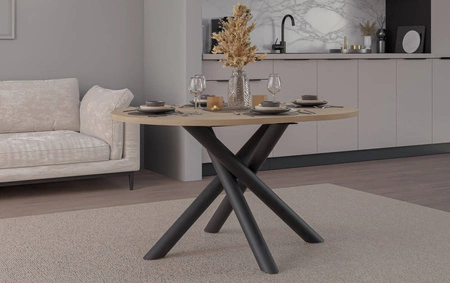 Lyon stůl 100x138 cm dub lindberg / černý stylový jídelní stůl na designových pavoučích nohách výškově nastavitelný