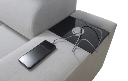 Rohová sedací souprava s funkcí spaní Dafni II šedý sametový popel pravá rohová sedací souprava s úložným prostorem na lůžkoviny s celoplošným výsuvem zásuvky