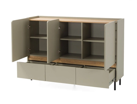 Komoda Paguro 150 cm pískově béžová / olejovaný dub ideální komoda do ložnice obývacího pokoje nebo pokoje pro mládež