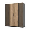 Šatní skříň Kastano XI 200 cm černá / dub evokuje moderní design dveří šatní skříně zdobené černými lamelami stylové hrany úchytek