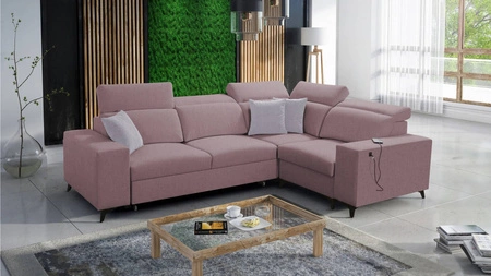 Kelly Sleek II rohová pohovka s funkcí spaní levandulově růžová pravá strana elegantní rohová pohovka do obývacího pokoje z tkané látky