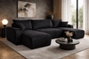 Rohová sedací souprava s funkcí spaní Fiesta U černá stylová rohová sedací souprava se zajímavým tvarem odolná nádoba na lůžkoviny z plyšové tkaniny