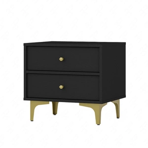 Noční stolek Kioto I černý grafit se zásuvkami ideální skříňka do ložnice jemné úchyty kovové nohy