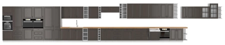 Sada rohového kuchyňského nábytku Silver 285x170 cm ideální pro interiéry ve skandinávském klasickém i moderním stylu