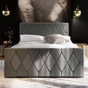 Čalouněná postel Sparks 160x200 světle šedá s úložným prostorem v moderním stylu s výrazným čelem a nohou