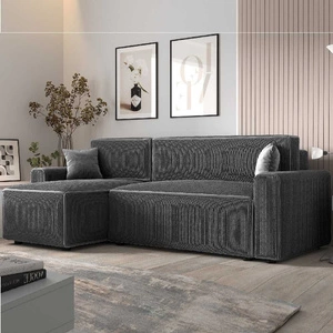 Rohová sedací souprava s funkcí spaní Brandon Bis šedá levý roh trojrozměrná látka s výrazným pruhem podestýlky kontejneru