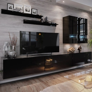 Nábytek Antoinette černý lesklý modernistický design ideální pro milovníky moderního uspořádání s elegantním charakterem