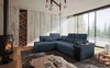 Rohová sedací souprava s funkcí spaní Tesalia VII modrá levá moderní design pohodlný posuvný opěrák zásuvka v boku nábytku