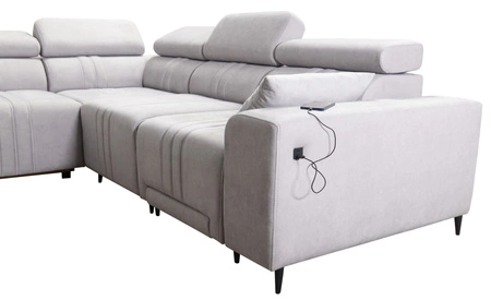 Rohová sedačka s funkcí spaní Castel III Lux modrá pravá extrémně pohodlná rohová sedačka do obývacího pokoje s výsuvnou opěrkou nohou