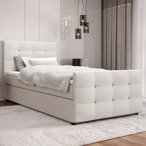 Kontinentální postel Kansas 120x200 béžová v moderním skandinávském stylu s čalouněným čelem a podnožkou