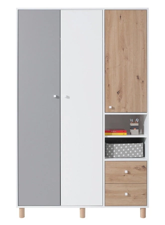 Nábytková sestava Beja bílá / dub artisan / šedá ideální do dětského pokoje nebo pokoje pro mladé v módním stylu