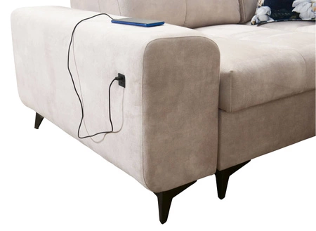 Rozkládací pohovka Buffalo II šedá jasan levá Funkční a stylová rohová rozkládací pohovka s nastavitelnými opěrkami hlavy