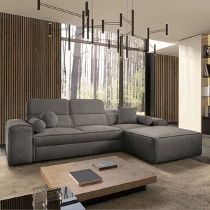 Rohová sedací souprava s funkcí spaní Viano šedá pravá strana Stylová rohová sedací souprava zajímavého tvaru s nastavitelnými opěrkami hlavy Dekorativní polštáře