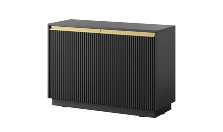 Imperial 104 cm černá stylová komoda ideální do obývacího pokoje nebo ložnice elegantní zlaté úchyty a frézovaná čela