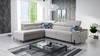 Rohová sedací souprava s funkcí spaní Belvi III šedá levá Pohodlná a elegantní rohová sedací souprava do obývacího pokoje s praktickým úložným prostorem na boku