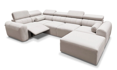 Rohová pohovka s funkcí spaní Cantare IV Lux šedý jasan pravá pečlivě zpracovaná rohová pohovka do obývacího pokoje se zvedací opěrkou nohou