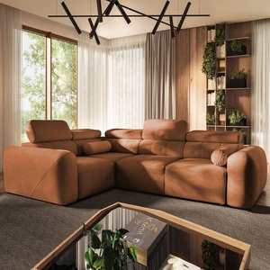 Cantare II rohová pohovka s funkcí spaní cihlově červená levá pohodlná rohová pohovka do obývacího pokoje se stylovým charakterem měkká látka