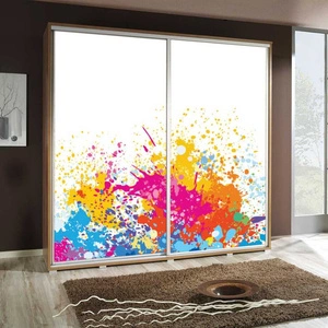 Posuvná skříň Artistino 205 cm s grafikou art II Korpus skříně z dubu catania z desek o tloušťce 22 mm