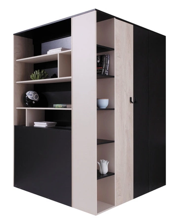 Nábytková sestava Niko černá / dub / béžová ideální do dětského nebo studentského pokoje v módním stylu