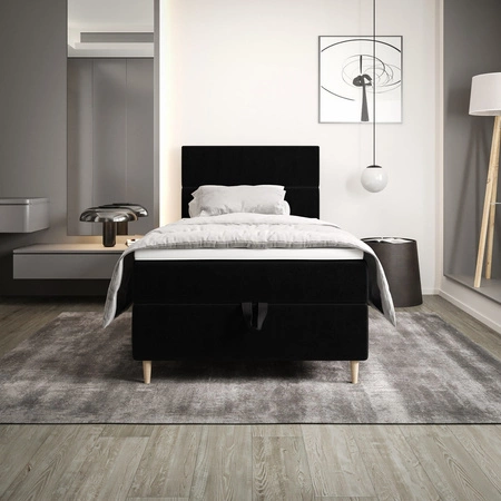 Kontinentální postel Bing 120x200 černá v moderním skandinávském stylu s čalouněným čelem postele s úložným boxem