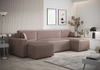 Rohová sedací souprava s funkcí spaní Brandon U Bis světle hnědý kontejner na ložní prádlo trojrozměrná látka s výraznými pruhy měkké područky