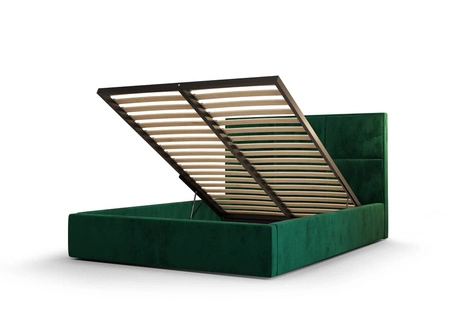 Čalouněná postel Hestia 180x200 s úložným boxem světle hnědá v moderním skandinávském stylu s pohodlnou opěrkou hlavy