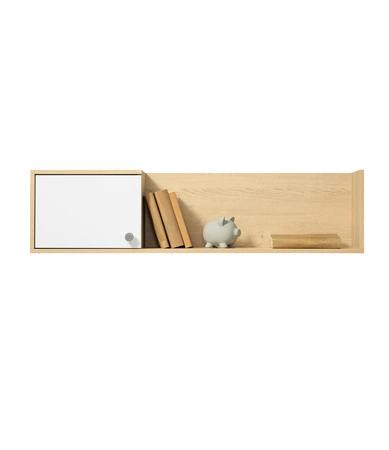 Nábytková stěna Cary dub biscuit / bílá / beton ideální do dětského nebo studentského pokoje v módním stylu