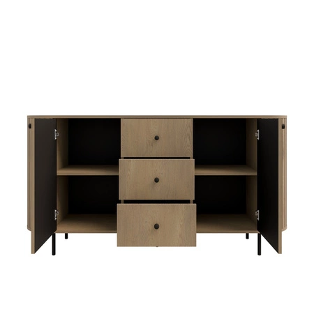 Komoda Ovalio 165 cm dub cremona moderní tvar oválná komoda do obývacího pokoje dekorativní frézování na korpusu