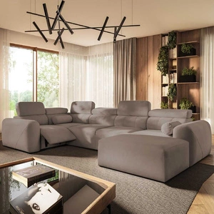 Rohová pohovka s funkcí spaní Cantare IV Lux tmavě béžová pravá Pečlivě zpracovaná rohová sedačka do obývacího pokoje se zvedací opěrkou nohou