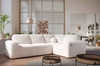 Rohová sedací souprava s funkcí spaní Arbon II pravý roh krémové barvy stylový design výrazný zaoblený tvar nádoba na lůžkoviny