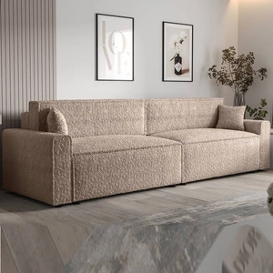 Rozkládací pohovka Brandon XL Bis béžová moderní designová tkanina s výrazným smyčkovým povrchem nádoby na lůžkoviny