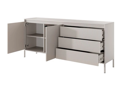 Komoda Sesti 187 cm béžová funkční a prostorná komoda s jedinečným designem ideální do obývacího pokoje ložnice nebo předsíně