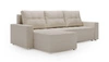 Rohová sedací souprava s funkcí spaní Světle béžová víceúčelová rohová sedací souprava Pablos s dekoračním prošíváním na sedáku v kontejneru na lůžkoviny