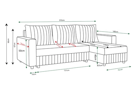 Rohová sedací souprava s funkcí spaní Pasco béžový pravý roh Klasická rohová sedací souprava, která se hodí do každého interiéru Ozdobné prošívání