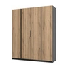 Šatní skříň Kastano VII 200 cm černá / dub evokuje stylový design kovové hrany úchytek prostorná skříň do ložnice nebo předsíně
