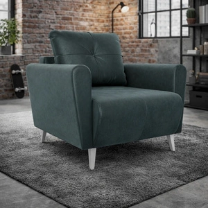 Křeslo Felicie tmavě šedé elegantní křeslo do obývacího pokoje s prostorným a měkkým sedákem dřevěné nohy dodávají optickou lehkost