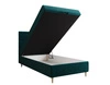 Kontinentální postel Bing 90x200 tyrkysová v moderním skandinávském stylu s čalouněným čelem postele s úložným boxem
