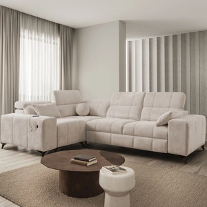 Rohová pohovka s funkcí spaní Penejos II béžová zanechala pohodlí při každodenním odpočinku Rohová pohovka s kontejnerem na lůžkoviny