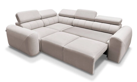 Rohová sedací souprava s funkcí spaní Cantare II Lux slonovinová kost levá komfortní rohová sedací souprava se zvedací podnožkou měkká látka