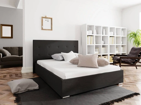 Čalouněná postel Bejar 160x200 černá s čelem v moderním stylu ideální do ložnice