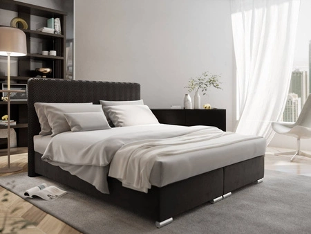 Černá kontinentální postel Sarona 180x200 v moderním skandinávském stylu s výrazným čelem