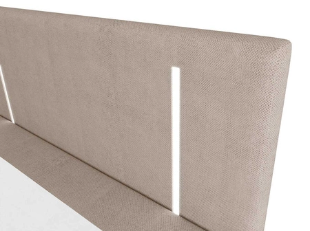 Kontinentální postel Norco 160x200 tmavě béžová Stylová postel s úložným boxem Osvětlení v čele postele dodává posteli jedinečný nádech