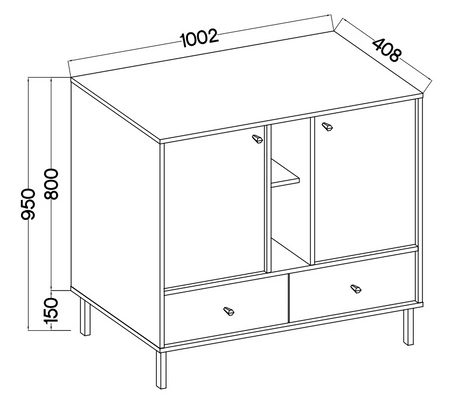 Zásuvková komoda Kioto II 100 cm černá grafitová moderní design kovové vysoké nohy ve zlaté barvě originální design komoda